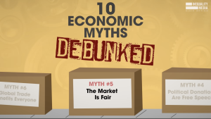 Conveyer belt with Myth #5 box saying "The Market Is Fair"